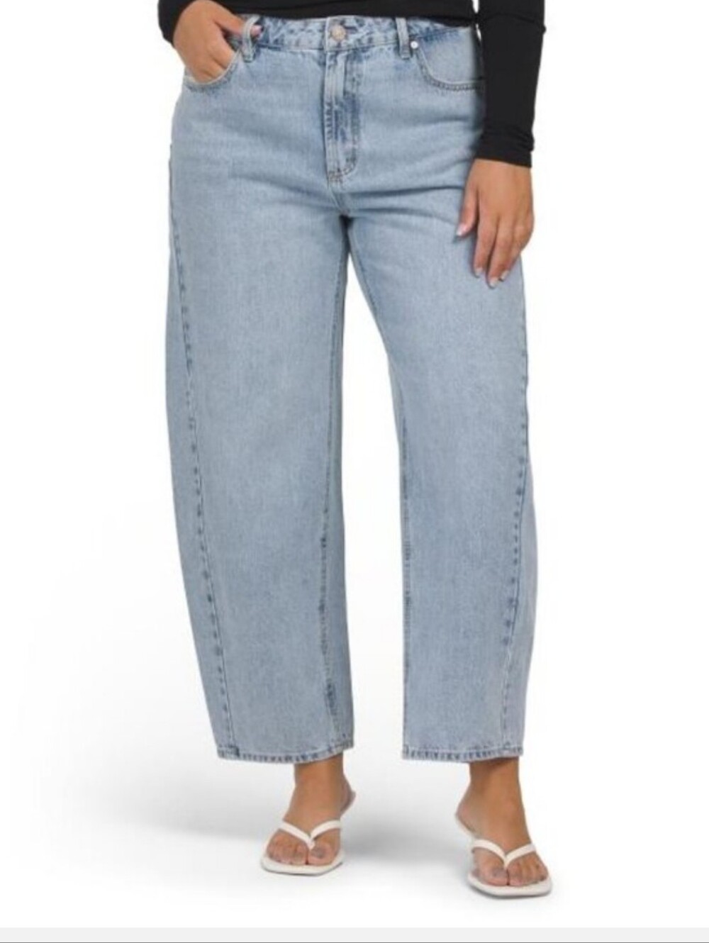 Seven7 High Rise Barrel Leg Jeans Women's Light Wash Denim 100% Cotton Size 12